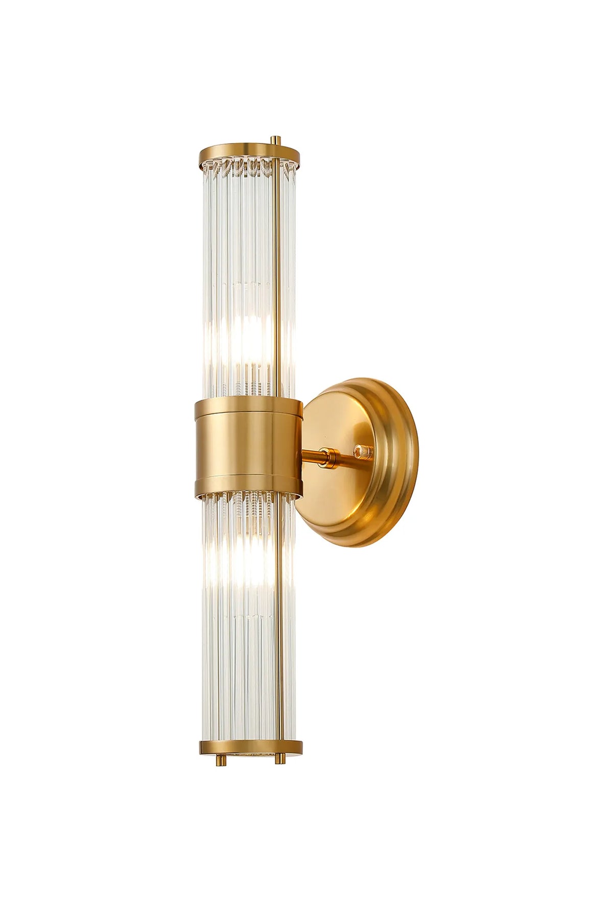Holborn glass rod up and down bathroom wall light in gold