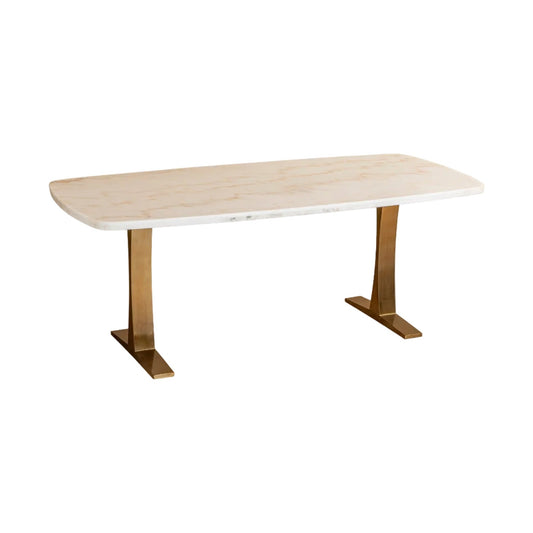 Liang & Eimil Tatler Dining Table - White Marble, Brass Stainless Steel