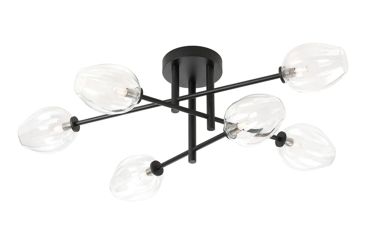 Belsize 6 light IP44 bathroom ceiling light in black with clear glass