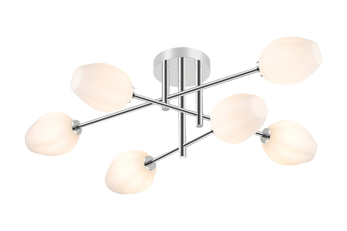 Belsize 6 light IP44 bathroom ceiling light in chrome with opal glass