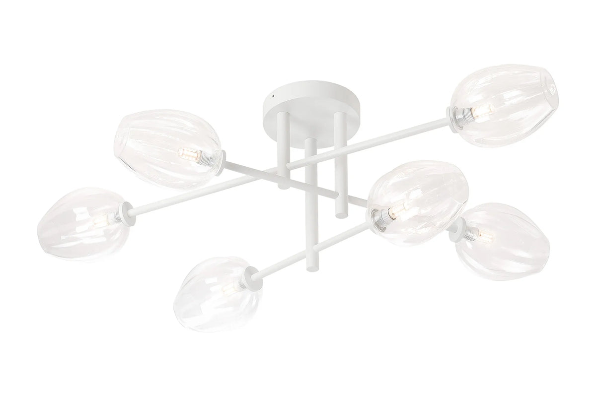 Belsize 6 light IP44 bathroom ceiling light in white with clear glass