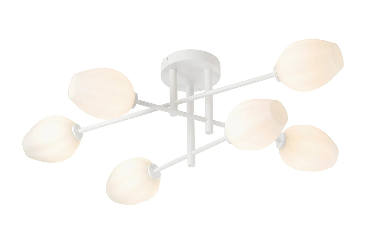 Belsize 6 light IP44 bathroom ceiling light in white with opal glass