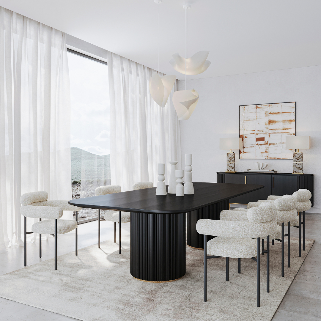 Lantine 280 Dining Table - Black Oak & Brass