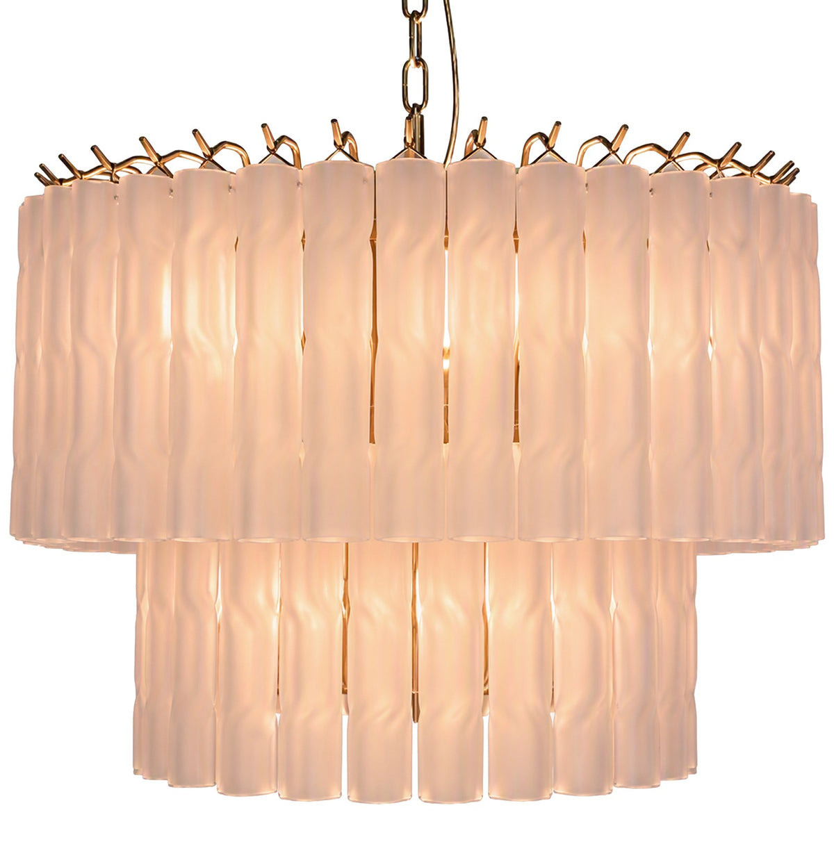 Pesaro Twisted Frost Glass Chandelier Small