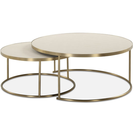Valentina White Shagreen Nesting Coffee Tables