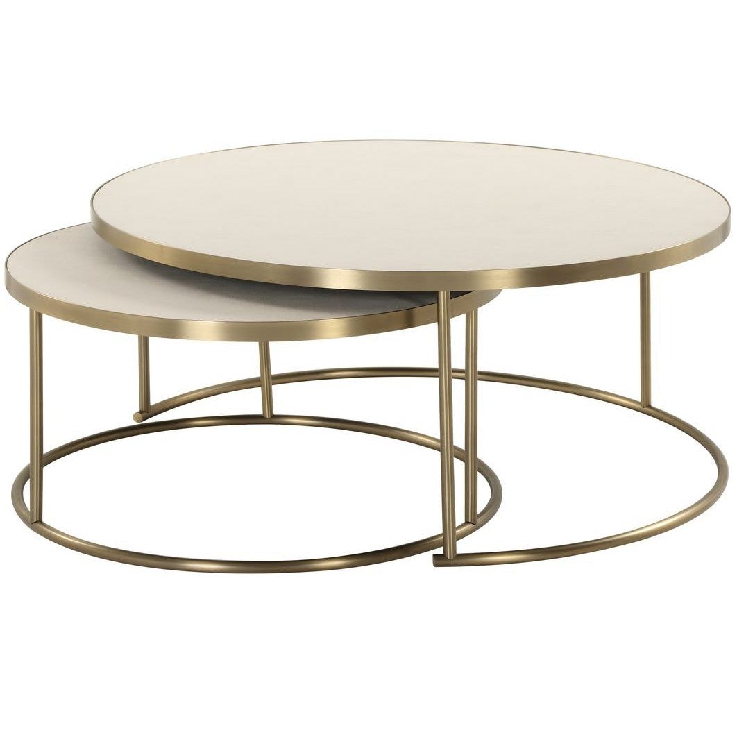 Valentina White Shagreen Nesting Coffee Tables