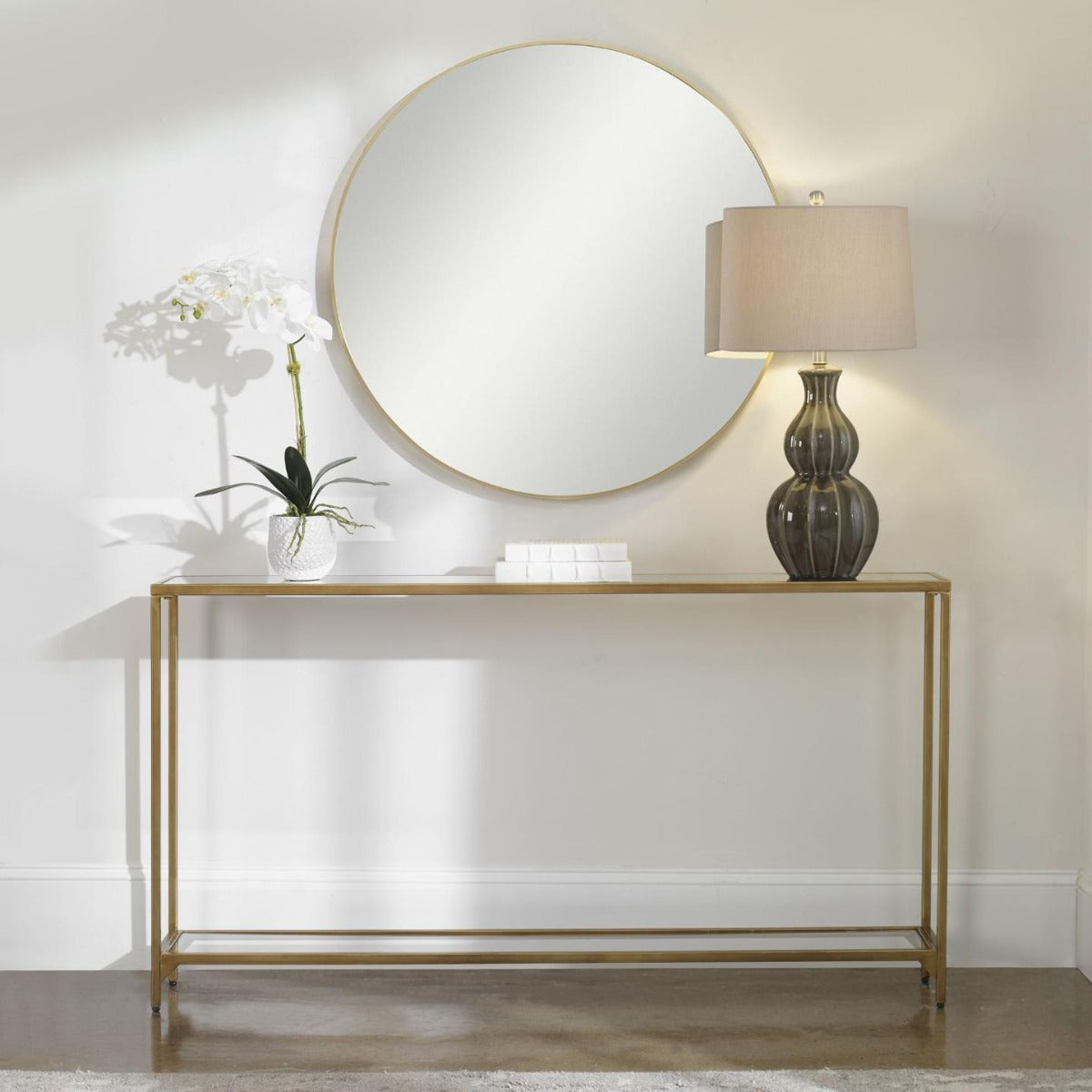 Vesta Slimline Console Gold Finish