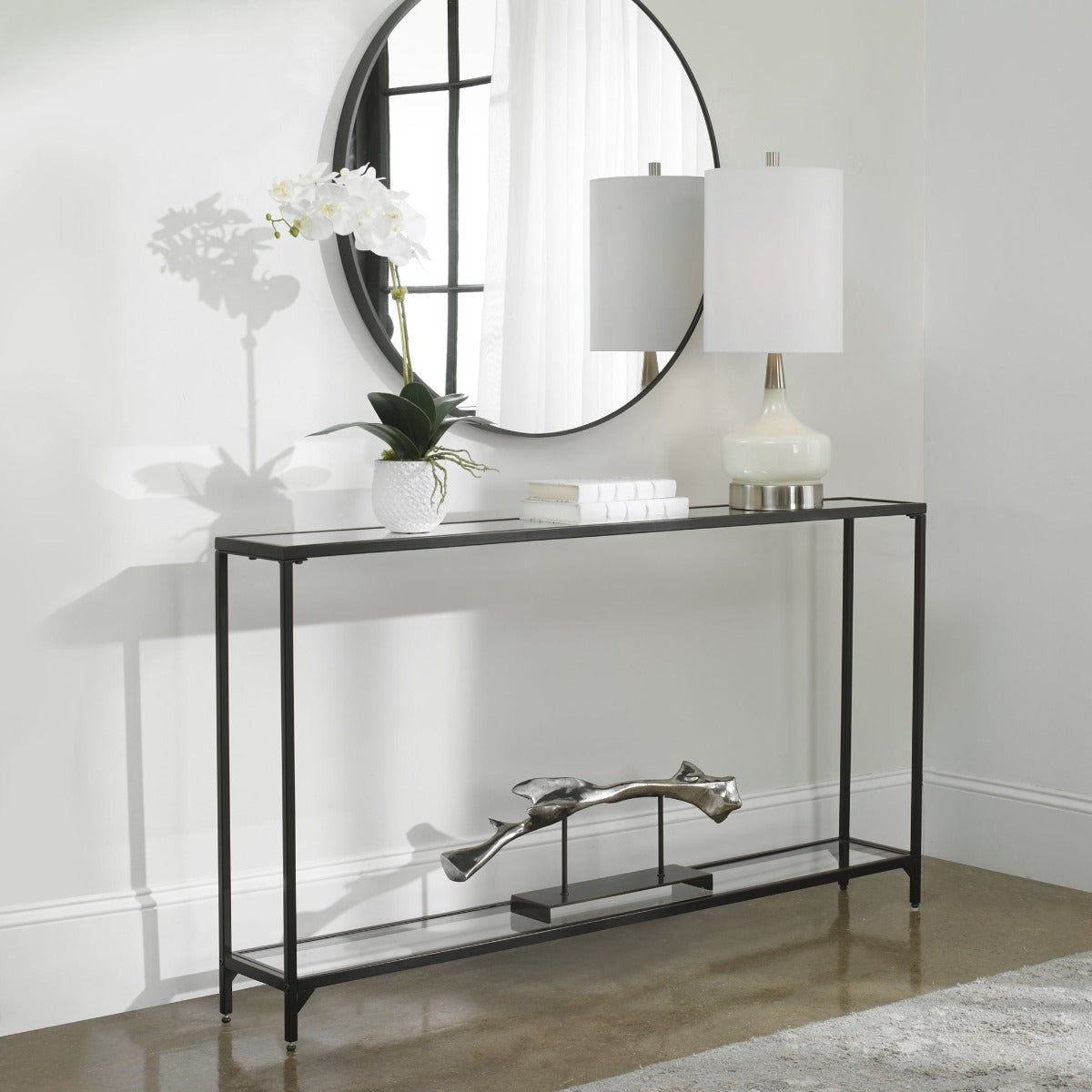 Vesta Slimline Console Black Finish