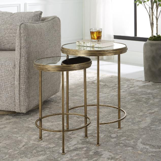 Gaeta Nesting Side Tables Brushed Gold