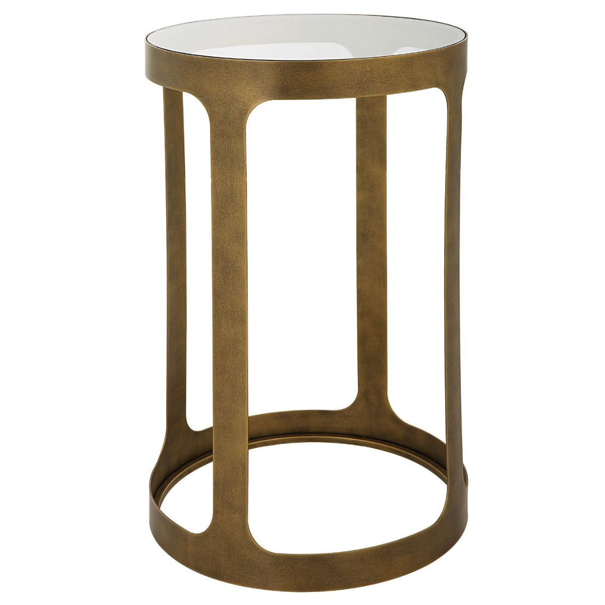 Fano Retro Cutout Side Table Brass & Glass