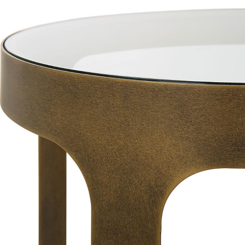 Fano Retro Cutout Side Table Brass & Glass