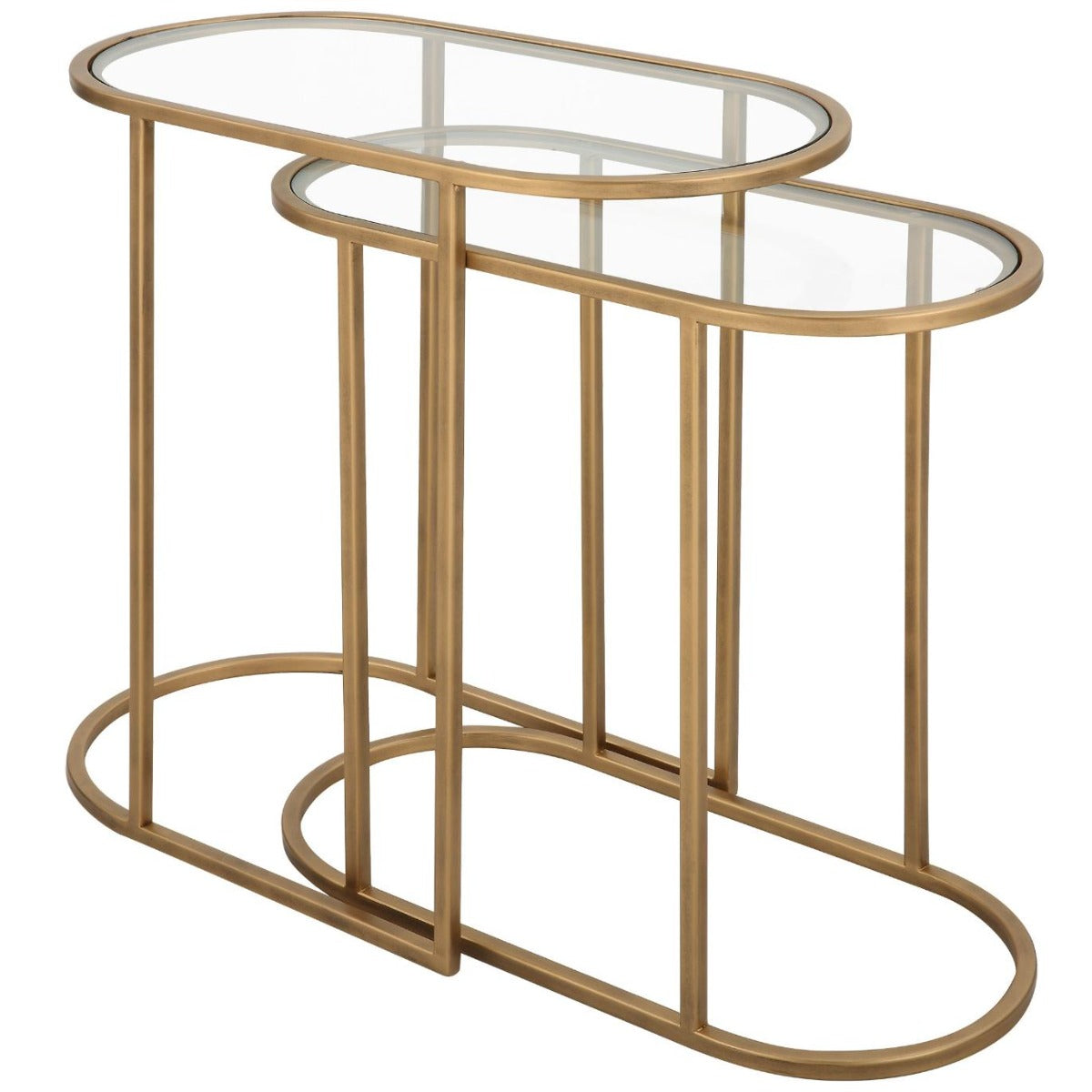 Volterra Slide Nesting Side Tables Brass & Glass