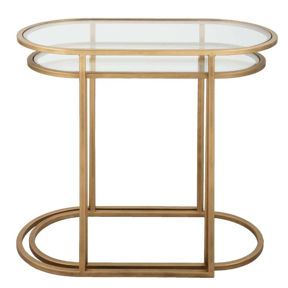 Volterra Slide Nesting Side Tables Brass & Glass