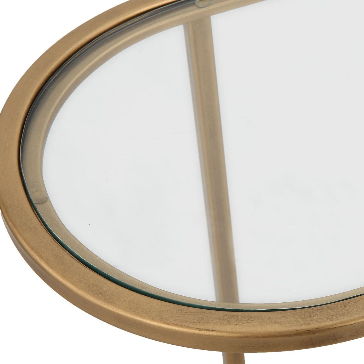 Volterra Slide Nesting Side Tables Brass & Glass