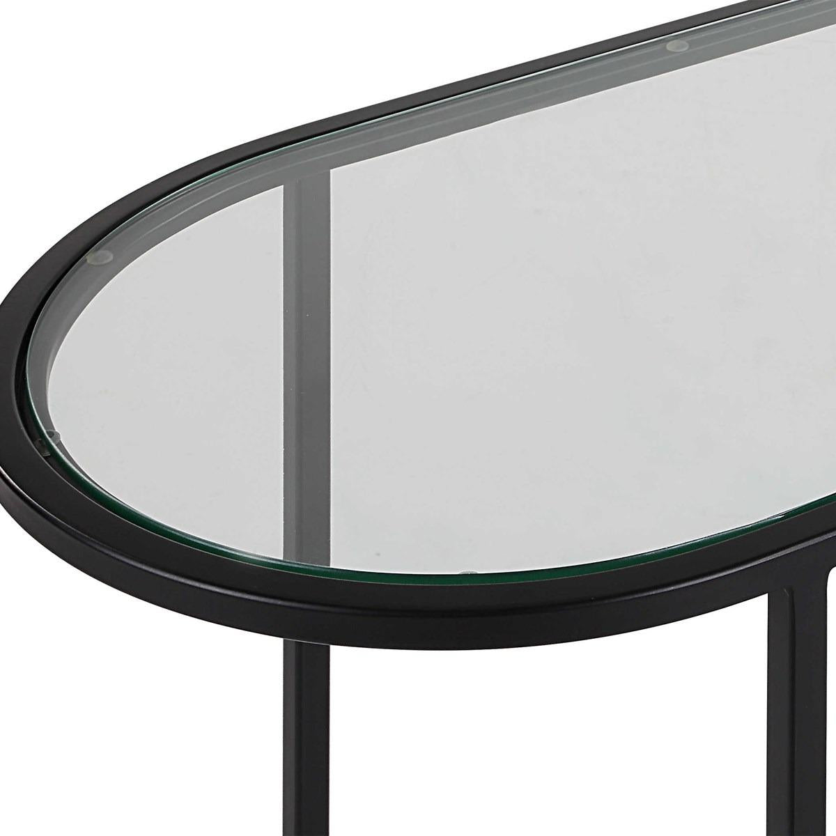 Volterra Slide Nesting Side Tables Black & Glass