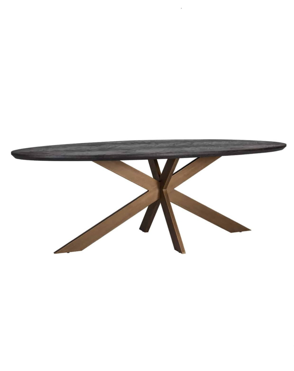 Oval Black Herringbone Brass Dining Table Dream Interiors