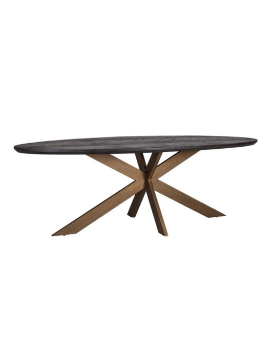 Black Herringbone Brass Dining Table 230