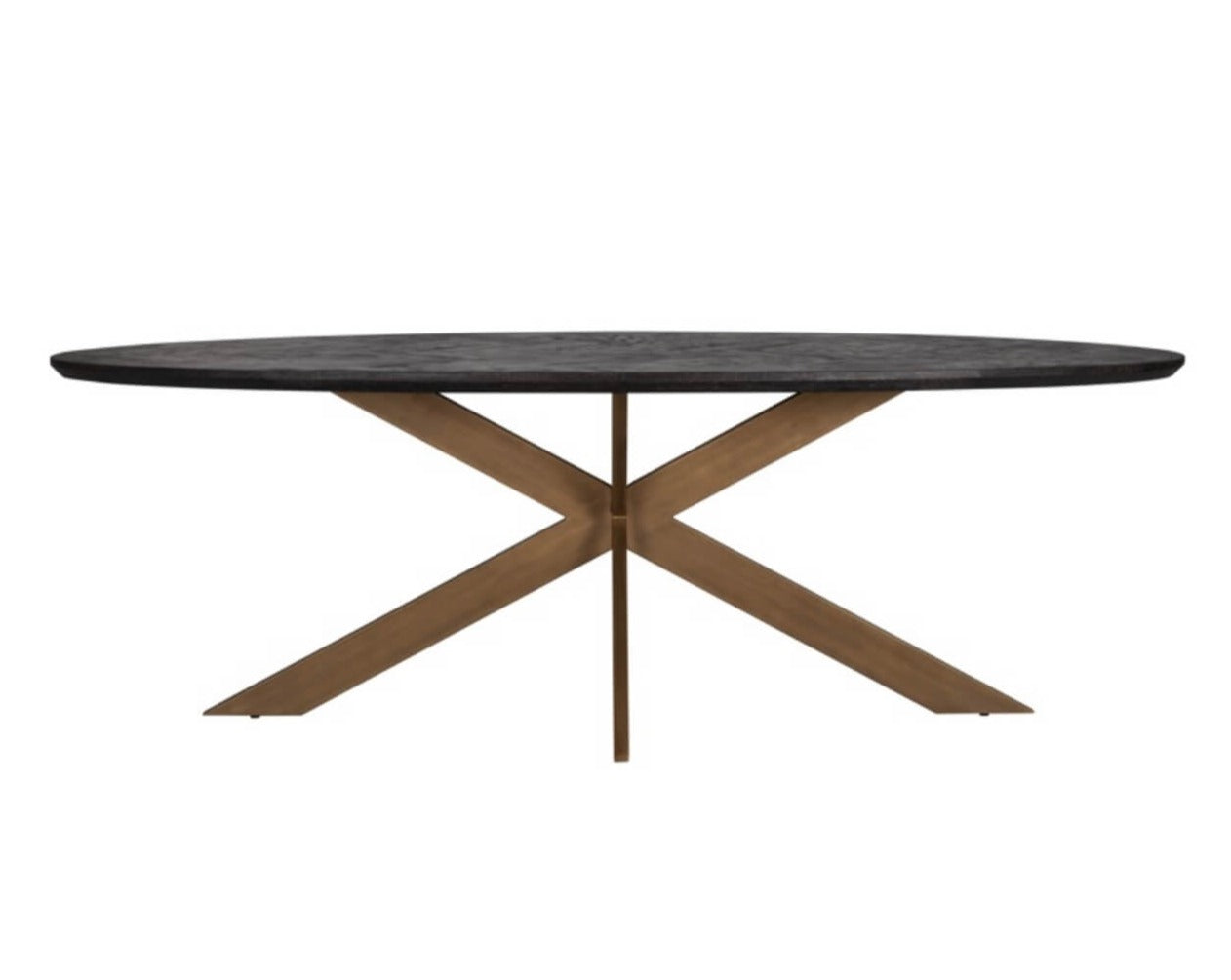 Black Herringbone Brass Dining Table 230