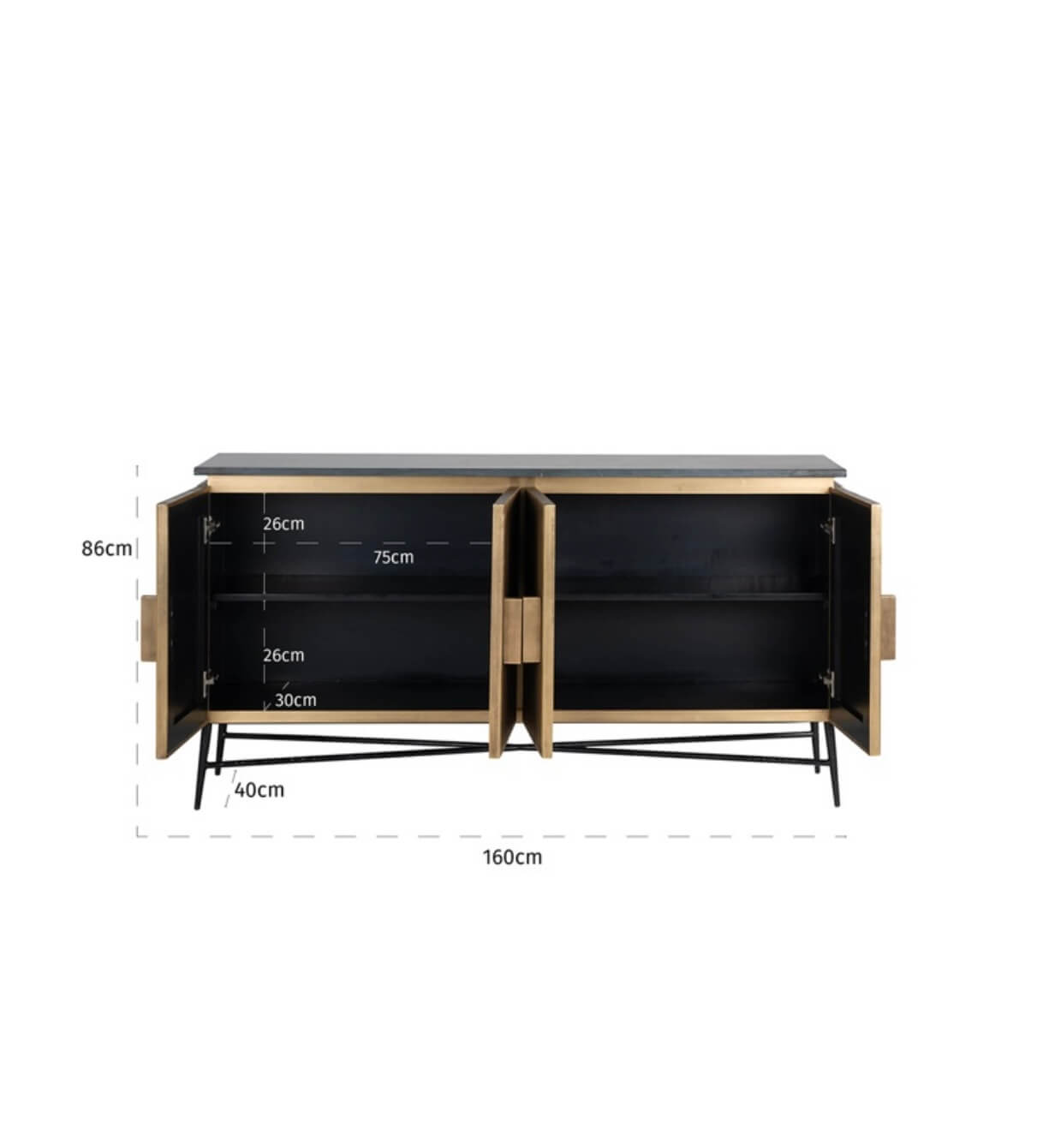 Brass Plated Colosseum Sideboard
