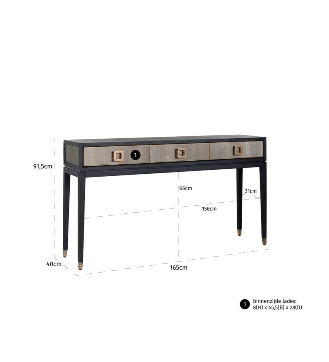 Textured Brass Trim Console Table