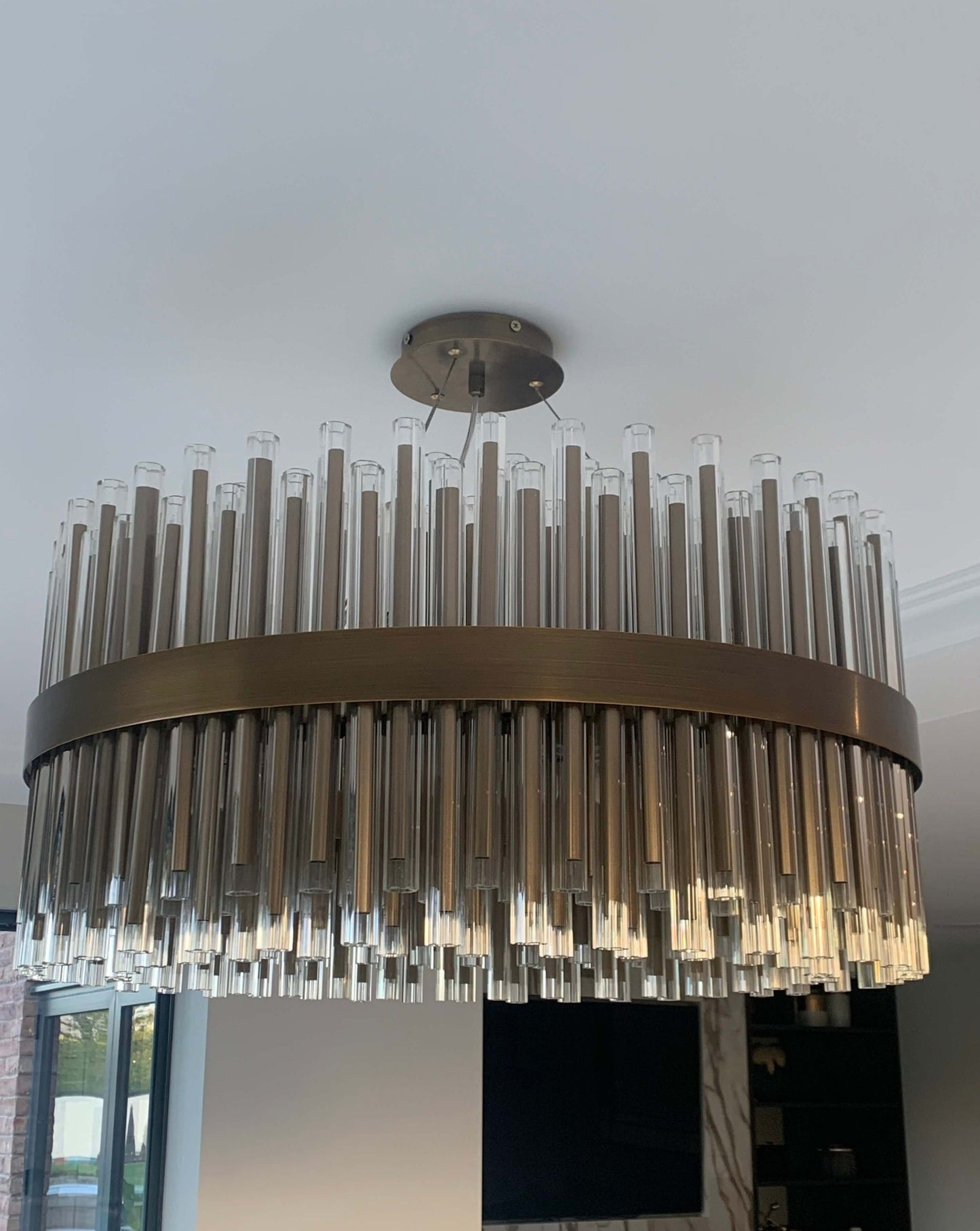 Luxury Large  Antique Brass Glass Chandelier