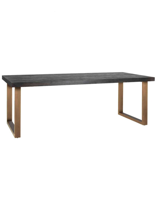 Black Herringbone Brass Dining Table 220